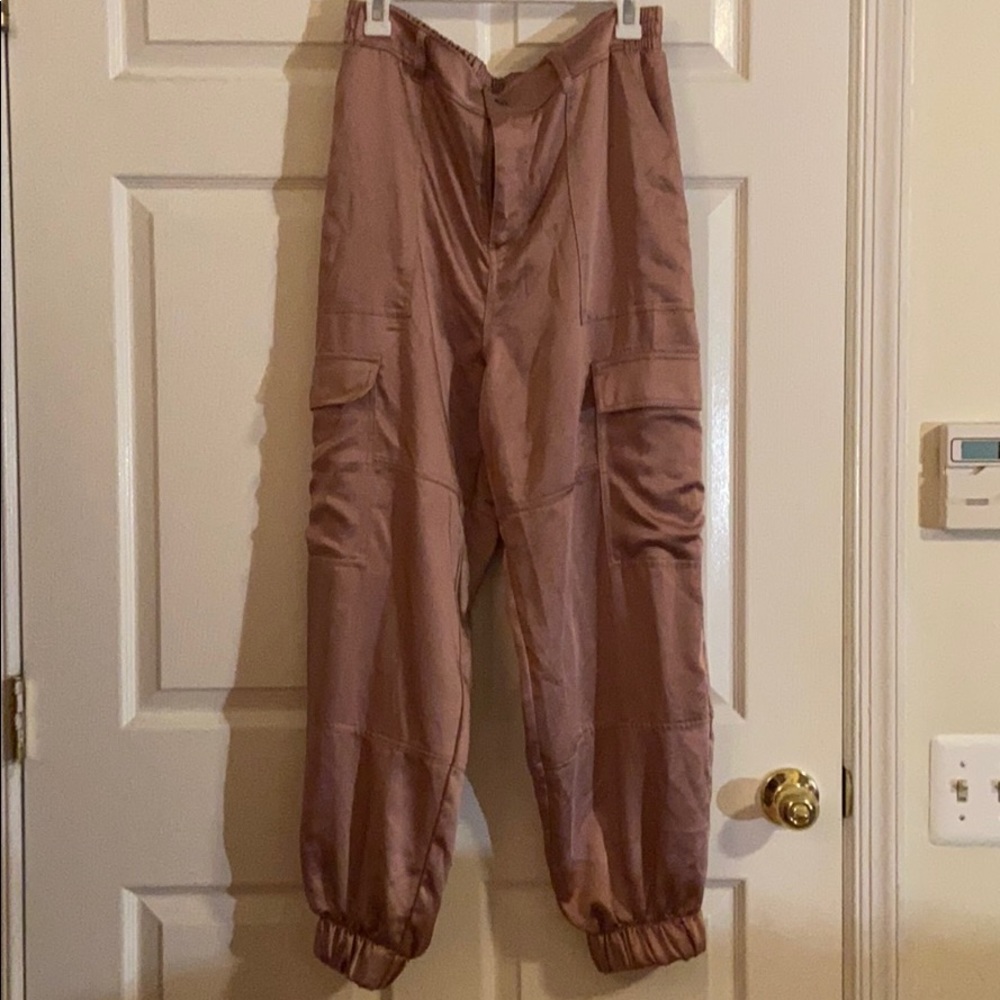 Rose gold cargo pants